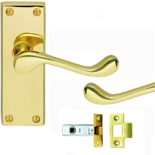 gold short door lock on plate
